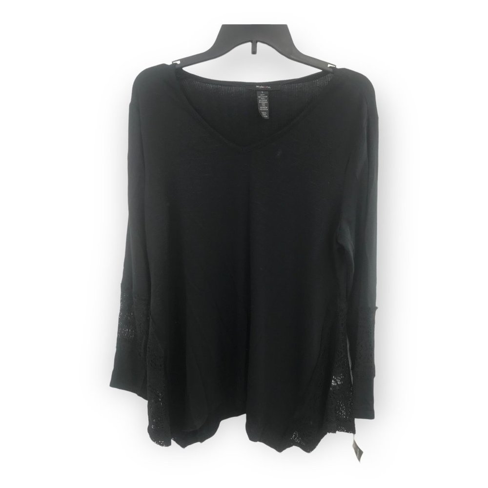 ^ Style & Co. Women's Large Side Lace Crochet- Panel Bridge-Hem Deep Black…